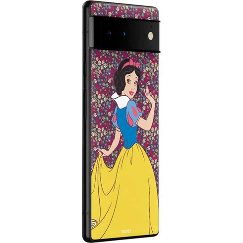 Disney Snow White Character with Floral Pattern Google Pixel 6 Pro Skin